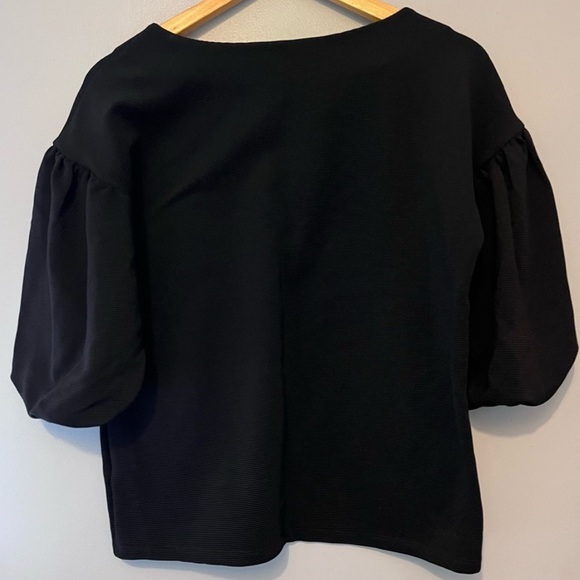 Anthropologie Black Puff Sleeve Top - Picture 6 of 8